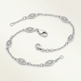 RCJ - 14k White Gold Filigree Marquise Stationed Anklet - 10 - Silver - View 4