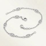 RCJ - 14k White Gold Filigree Marquise Stationed Anklet - 10 - Silver - View 3