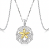 RCJ - Designer Sterling Silver and 14k Yellow Gold Sand Dollar Pendant - 18 - Gold - View 2