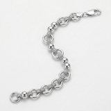 RCJ - Sterling Silver Multi Strand Bead Chain Bracelet with Rings and Rhodium Plating - 7.5 - Silver - View 3