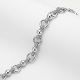 RCJ - Sterling Silver Multi Strand Bead Chain Bracelet with Rings and Rhodium Plating - 7.5 - Silver - View 2