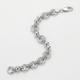 RCJ - Sterling Silver Multi Strand Bead Chain Bracelet with Rings and Rhodium Plating - 7.5 - Silver - View 4