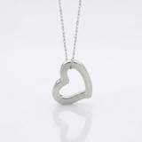 RCJ - 14k White Gold Heart Pendant - 18 - Silver - View 2
