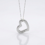 RCJ - 14k White Gold Heart Pendant - 18 - Silver - View 3