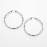 14k White Gold Polished Hoop Earrings (30  mm) — One Size / Silver — view 3