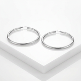 14k White Gold Polished Hoop Earrings (30  mm) — One Size / Silver — view 3