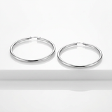 14k White Gold Polished Hoop Earrings (30  mm) — One Size / Silver — view 3
