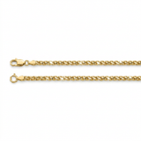 14k Yellow Gold Diamond Cut Round Wheat Chain 1.0mm — 16 / Gold — view 1