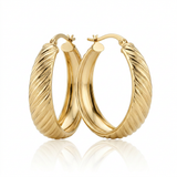 14k Yellow Gold Textured Graduated Twist Hoop Earrings — One Size / Gold — view 3