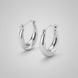 10k White Gold Oval Hoop Earrings — One Size / Silver — view 2