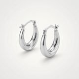 10k White Gold Oval Hoop Earrings — One Size / Silver — view 3