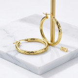 14k Yellow Gold Diamond Cut Hoop Earrings (20mm) — One Size / Gold — view 2