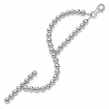 RCJ - Sterling Silver Rhodium Plated Bracelet with a Polished Bead Motif (8mm) - 7.5 - Silver - View 2