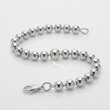RCJ - Sterling Silver Rhodium Plated Bracelet with a Polished Bead Motif (8mm) - 7.5 - Silver - View 4