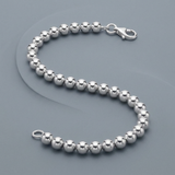 RCJ - Sterling Silver Rhodium Plated Bracelet with a Polished Bead Motif (8mm) - 7.5 - Silver - View 3