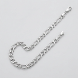 Rhodium Plated 5.5mm Sterling Silver Figaro Style Chain — 18 / Silver — view 3
