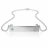 RCJ - Sterling Silver 18 inch Bar Necklace with Diamond and Engraved Heart - 18 - Silver - View 2