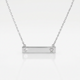 RCJ - Sterling Silver 18 inch Bar Necklace with Diamond and Engraved Heart - 18 - Silver - View 3