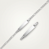 RCJ - 14k White Gold Figaro Chain Fancy Children's ID Bracelet - Silver - View 2