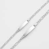 RCJ - 14k White Gold Figaro Chain Fancy Children's ID Bracelet - Silver - View 4