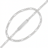 RCJ - 14k White Gold Figaro Chain Fancy Children's ID Bracelet - Silver - View 3