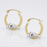RCJ - 10k Two-Tone Gold Round Graduated Dolphin Design Hoop Earrings - One Size - Gold - View 2