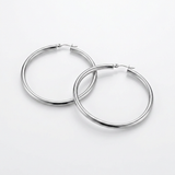 RCJ - 10k White Gold Polished Hoop Earrings (25 mm) - One Size - Silver - View 2