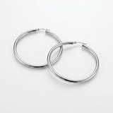 RCJ - 10k White Gold Polished Hoop Earrings (25 mm) - One Size - Silver - View 3