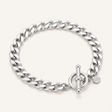 RCJ - Sterling Silver Polished Wide Link Toggle Bracelet - Silver - View 3