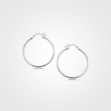RCJ - Sterling Silver Thin Polished Hoop Style Earrings with Rhodium Plating (30mm) - One Size - Silver - View 3