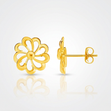 RCJ - 14k Yellow Gold Post Earrings with Flowers - One Size - Gold - View 3