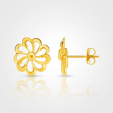 RCJ - 14k Yellow Gold Post Earrings with Flowers - One Size - Gold - View 2