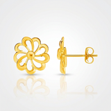 RCJ - 14k Yellow Gold Post Earrings with Flowers - One Size - Gold - View 4