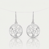 RCJ - Sterling Silver Round Tree of Life Earrings - One Size - Silver - View 2