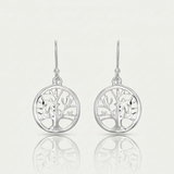 RCJ - Sterling Silver Round Tree of Life Earrings - One Size - Silver - View 3