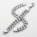 RCJ - Rhodium Plated 13.6mm Sterling Silver Curb Style Bracelet - Silver - View 3
