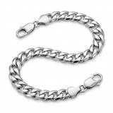 RCJ - Rhodium Plated 13.6mm Sterling Silver Curb Style Bracelet - Silver - View 4