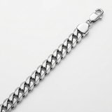 RCJ - Rhodium Plated 13.6mm Sterling Silver Curb Style Bracelet - Silver - View 2