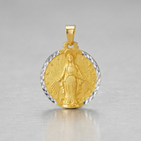 RCJ - 14k Two Tone Gold Round Religious Medal Pendant - One Size - Gold - View 3