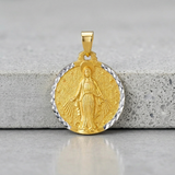 RCJ - 14k Two Tone Gold Round Religious Medal Pendant - One Size - Gold - View 4