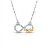 RCJ - Sterling Silver Two Toned Mom Necklace with Cubic Zirconias - 18 - Silver - View 2