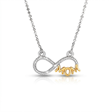 RCJ - Sterling Silver Two Toned Mom Necklace with Cubic Zirconias - 18 - Silver - View 3