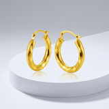 RCJ - 14k Yellow Gold Wavy Texture Hoop Earrings - One Size - Gold - View 2