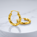 RCJ - 14k Yellow Gold Wavy Texture Hoop Earrings - One Size - Gold - View 3