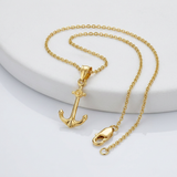 RCJ - 14k Yellow Gold Cable Chain with Anchor Pendant - 18 - Gold - View 3