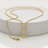 RCJ - 14k Yellow Gold Cable Chain with Anchor Pendant - 18 - Gold - View 4