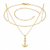 RCJ - 14k Yellow Gold Cable Chain with Anchor Pendant - 18 - Gold - View 2