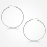 10k White Gold Polished Hoop Earrings (40mm) — One Size / Silver — view 1