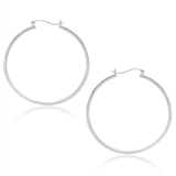 RCJ - 10k White Gold Polished Hoop Earrings (40mm) - One Size - Silver - View 2