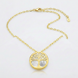 RCJ - 14k Yellow Gold Necklace with Tree of Life Symbol in Mother of Pearl - 16 - Gold - View 4